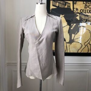 Improvd Rachel-Raja Tailored Zip Moto Linen Jacket Small